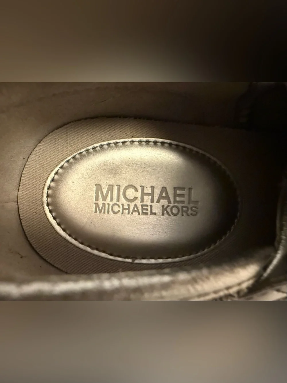 Michael Kors Liv Trainer Metallic Silver & White Sneakers Size 9